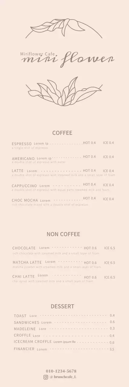 Banner de menu de café minimalista bege