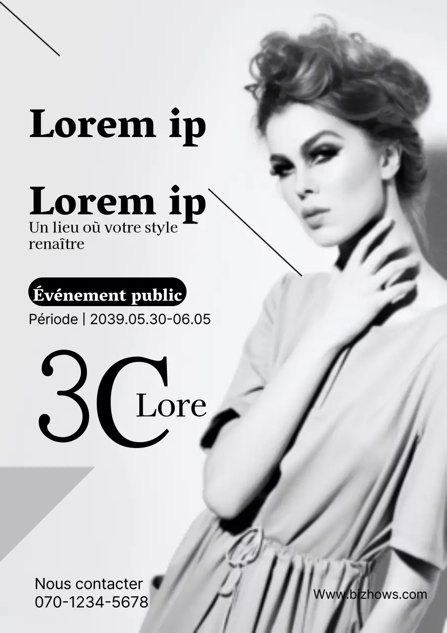 Prospectus simple pour un salon de coiffure dans les tons gris