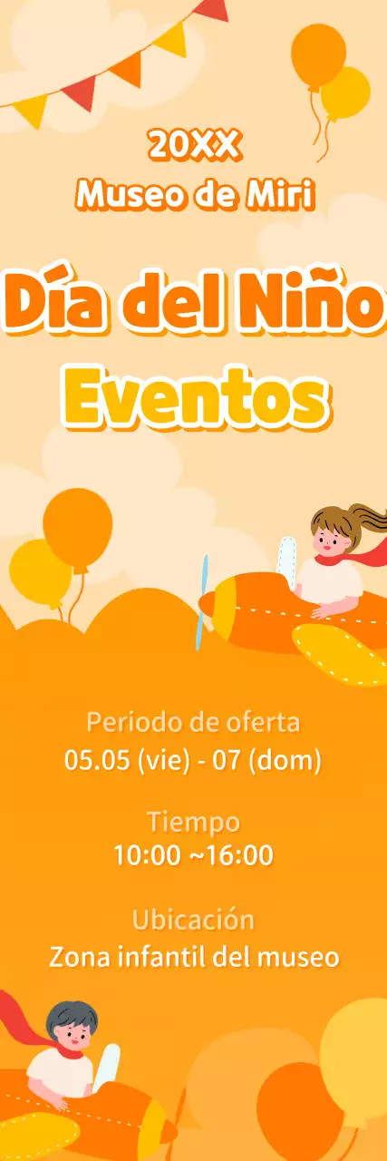 Pancarta naranja brillante para el Día del Niño