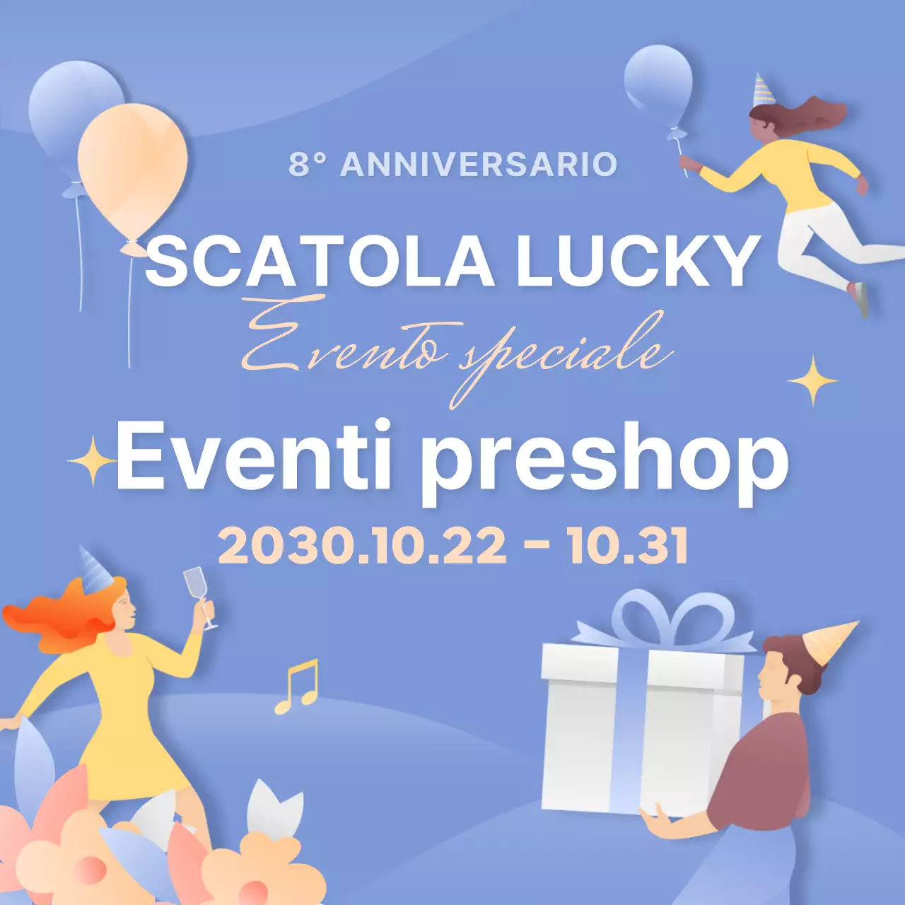 Promuovete l'evento Lucky Box a fantasia blu e gialla