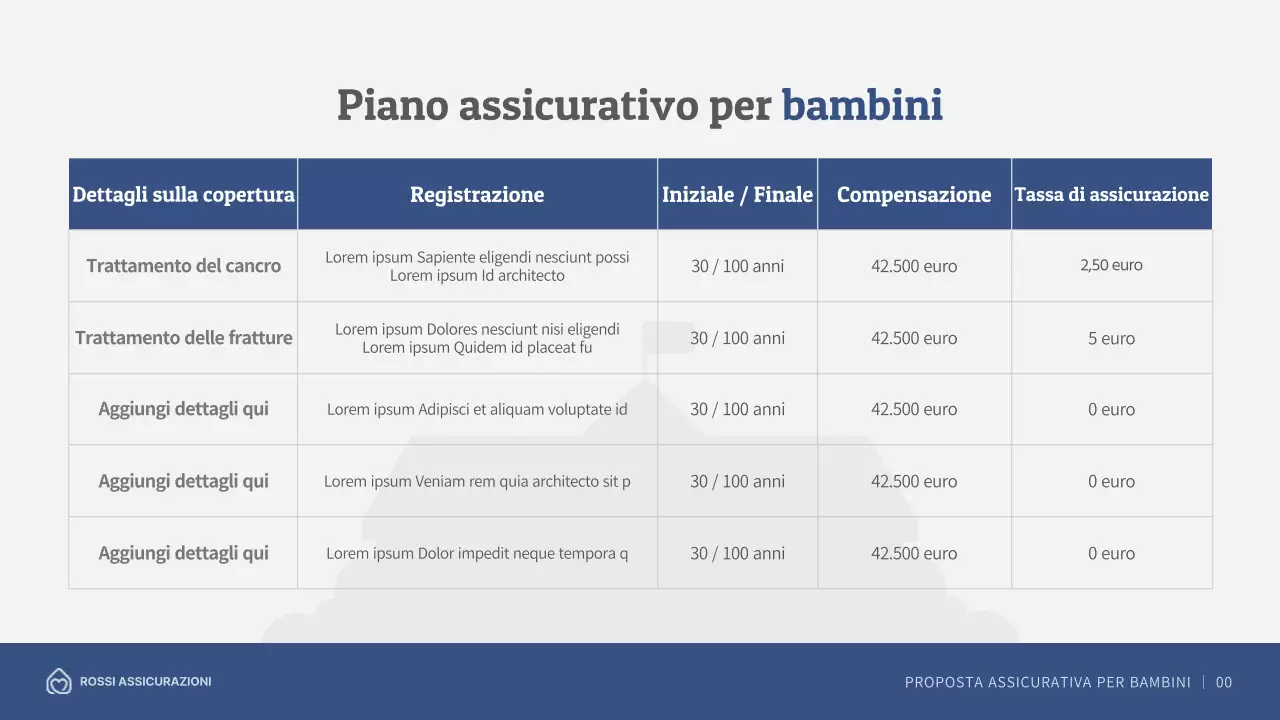 Proposta di assicurazione per bambini con illustrazioni in blu navy