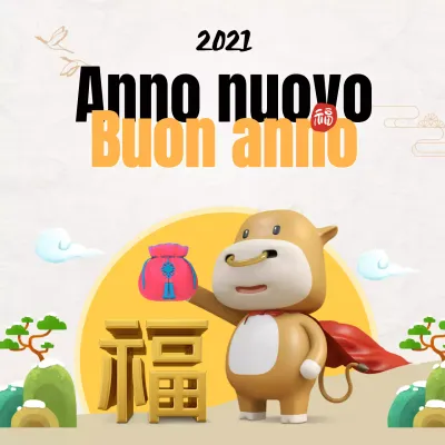 Striscione di auguri per il nuovo anno in bianco e giallo