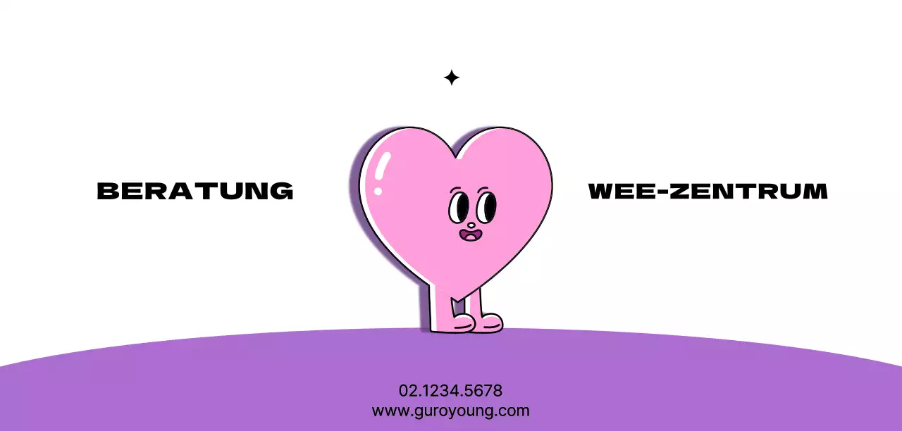 Öffentliches Jugendzentrum mit niedlichen herzförmigen Figuren in Rosa und Lila