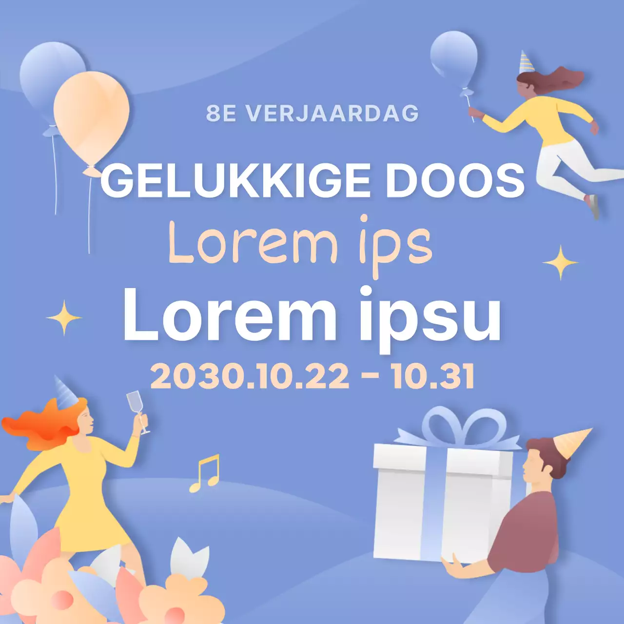 Promoot het blauwe en gele fantasie Lucky Box evenement