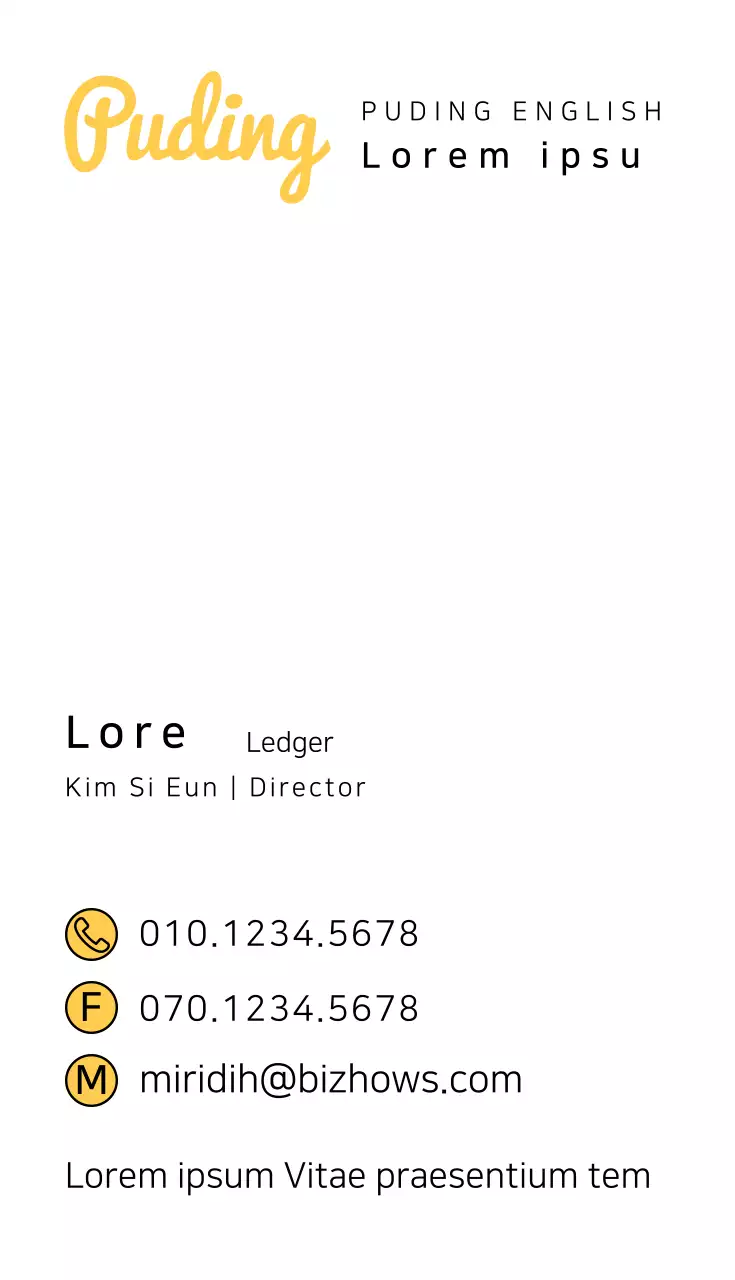 Cartão de Visita Promocional Educação Mínima Amarelo