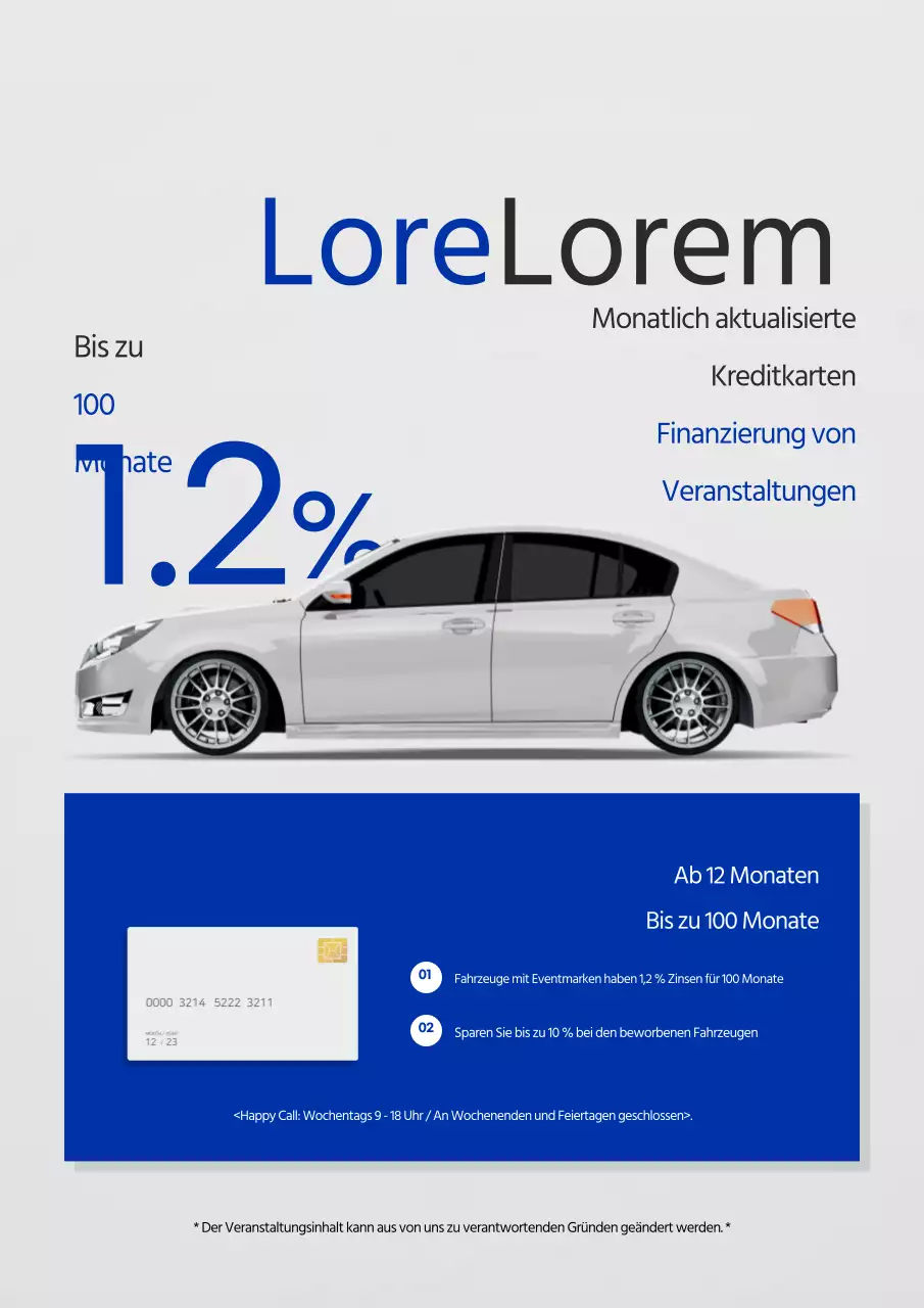 Werbung für eine einfache Veranstaltung zu den Zinssätzen von rosa und blauen Kartenunternehmen