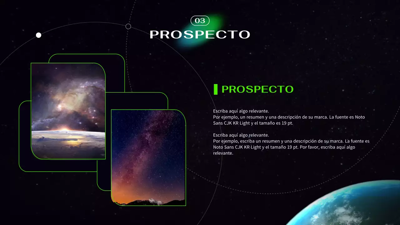 Presentación de astronáutica futurista cibernética en negro y neón