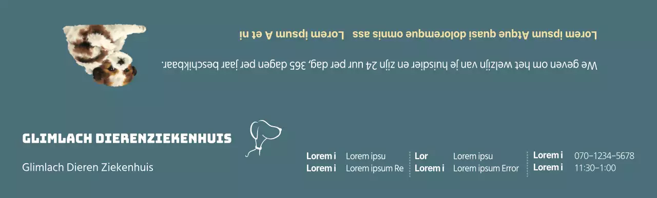 Turquoise dierenkliniek dienstregeling concept