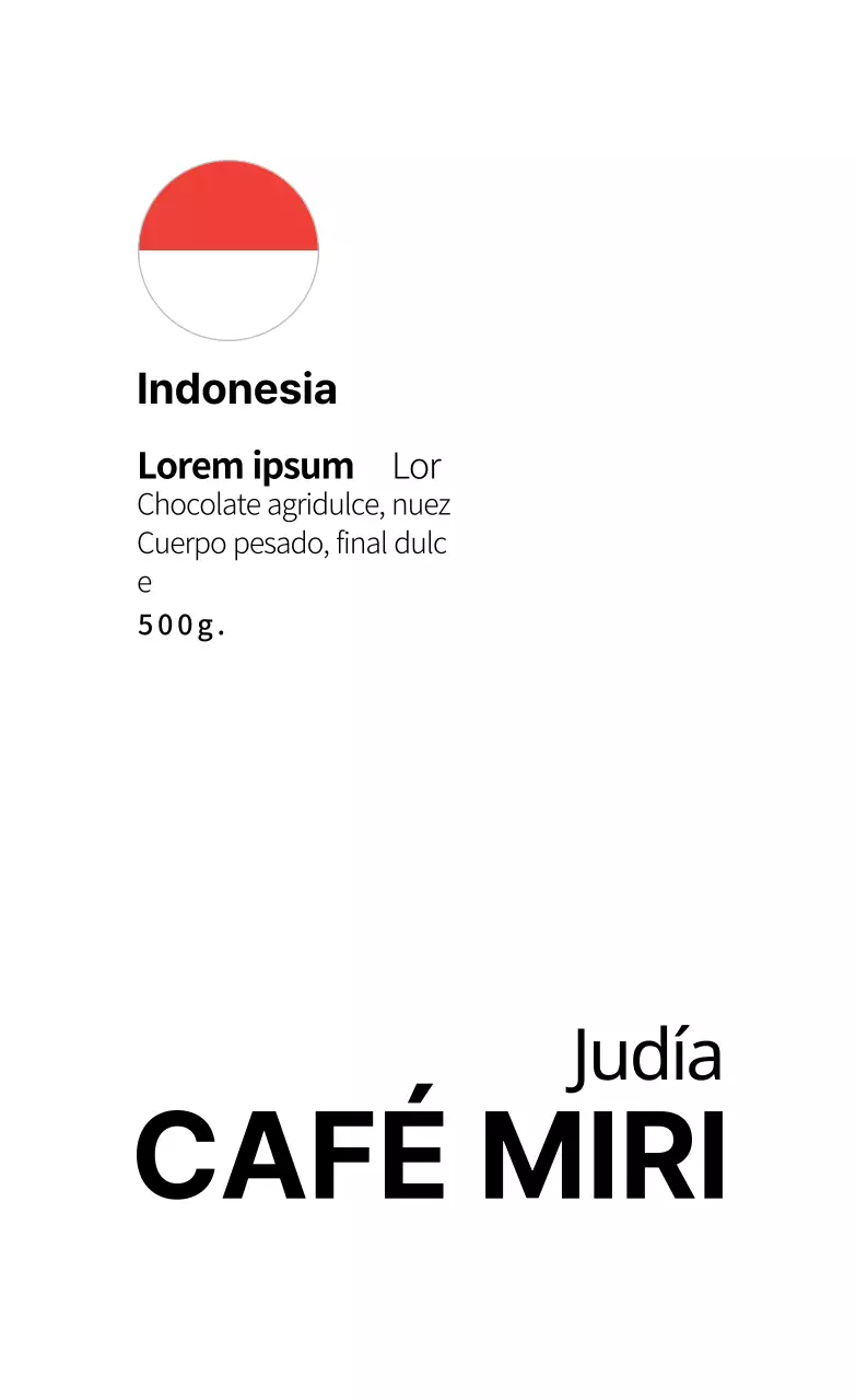 Bandera blanca etiqueta café en grano limpio