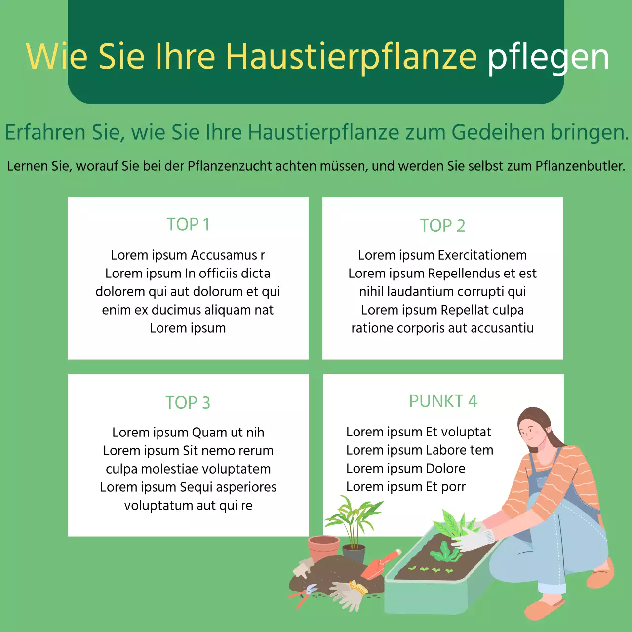 Grün illustrierte Informationen für Haustiere