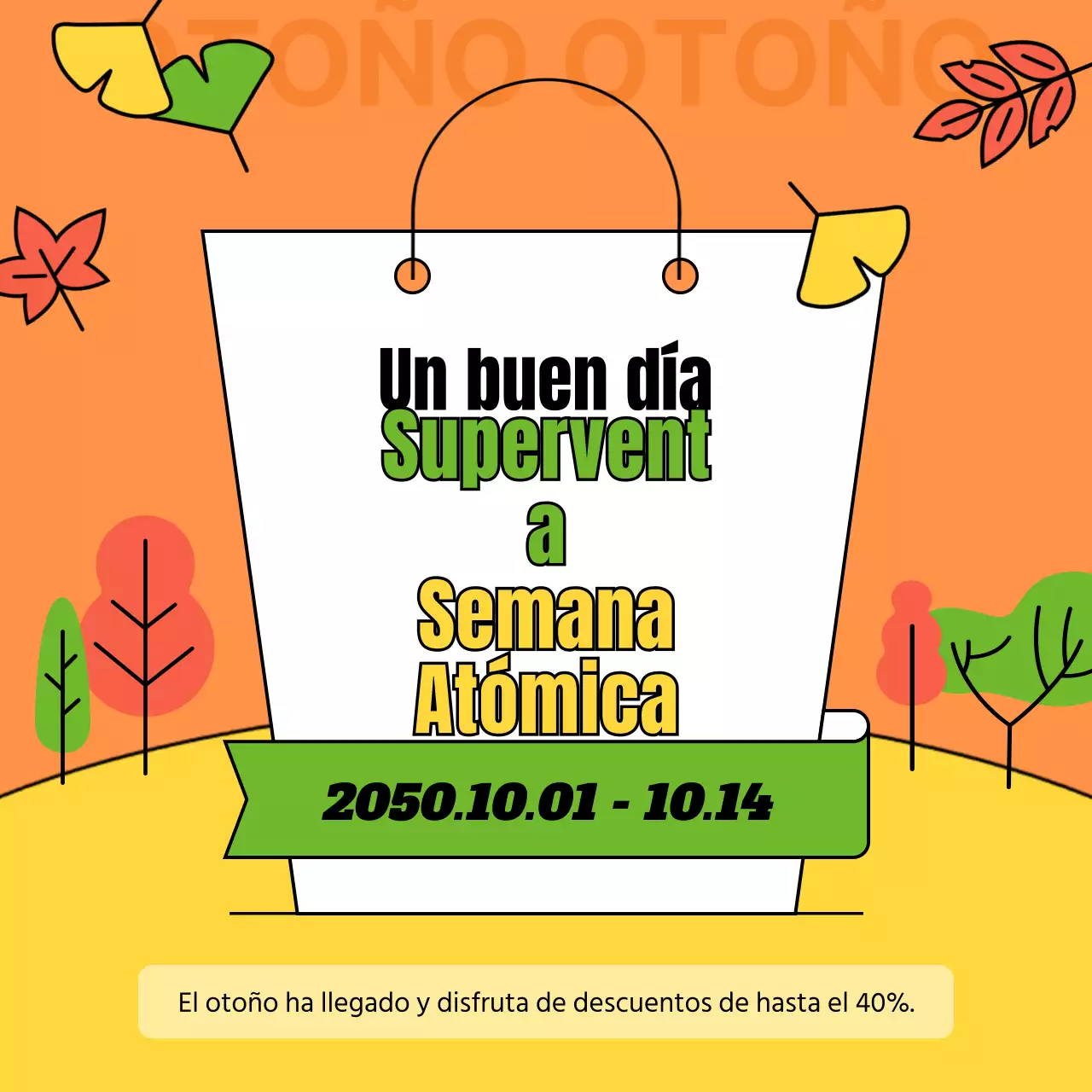 Promueva una venta de otoño tropical en chartreuse y amarillo