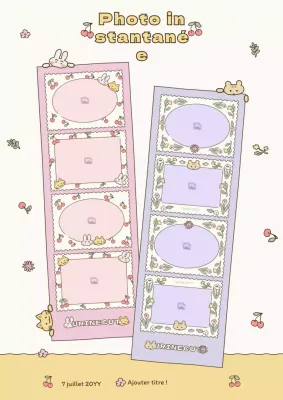 Cadre photo à quatre coins avec de jolies illustrations en beige, rose et mauve