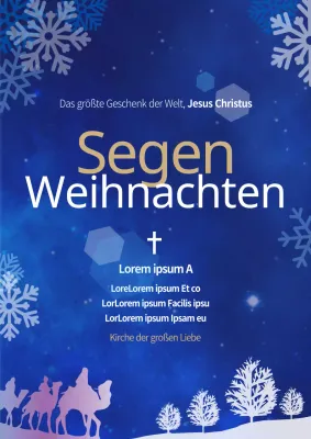 Förderung und Begleitung von Gottesdiensten mit einem blauen, verschneiten Weihnachtsthema