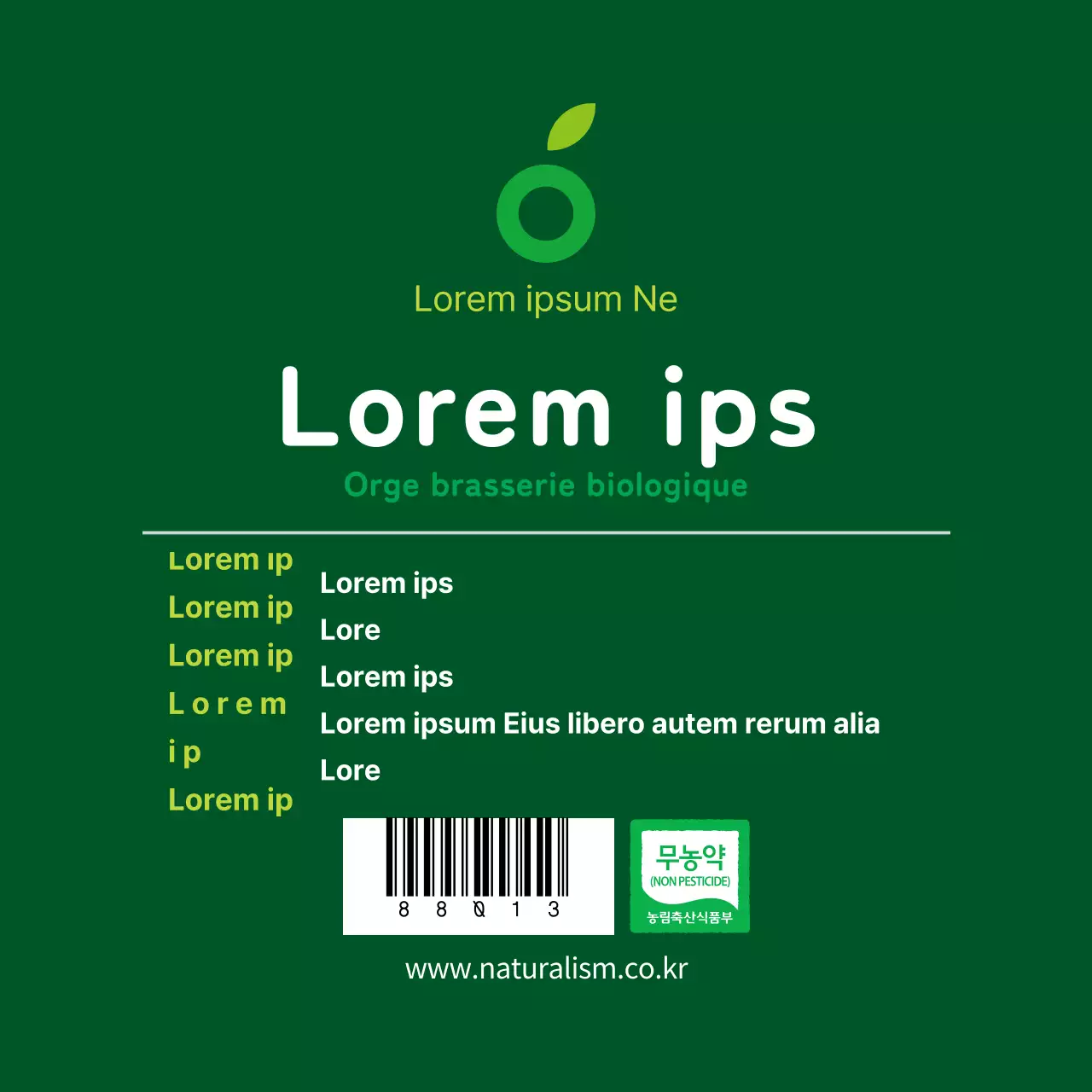 Étiquettes de germes biologiques à texte vert