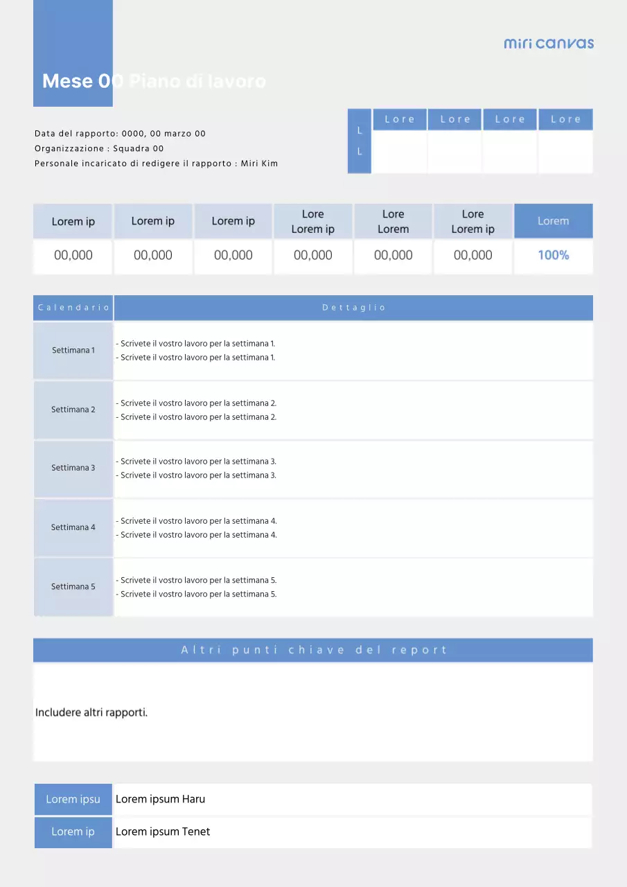 Modello di piano aziendale semplice blu e grigio