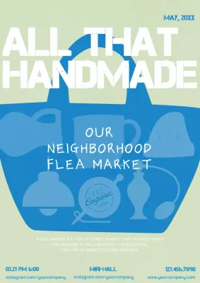 Blue Vintage Flea Market Announcement Poster