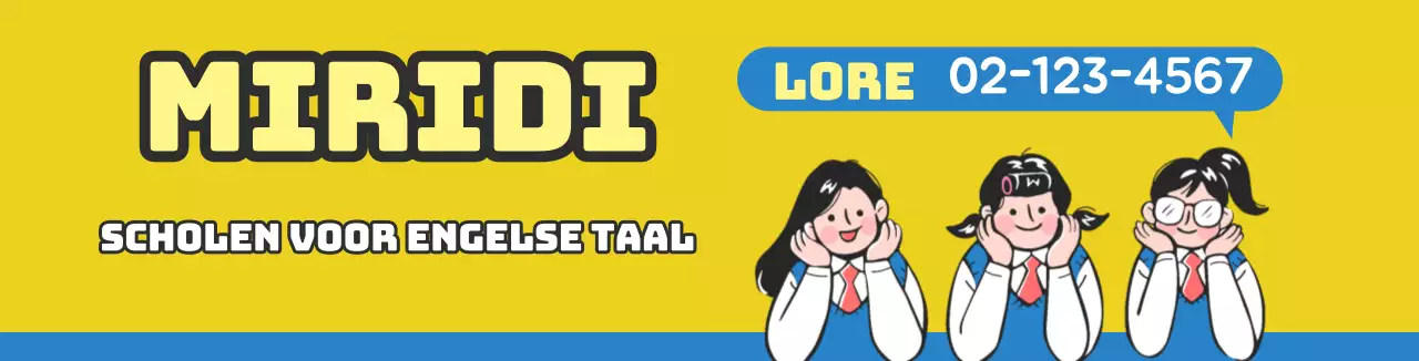 Geel blauw karakter illustratie Engels school promotie