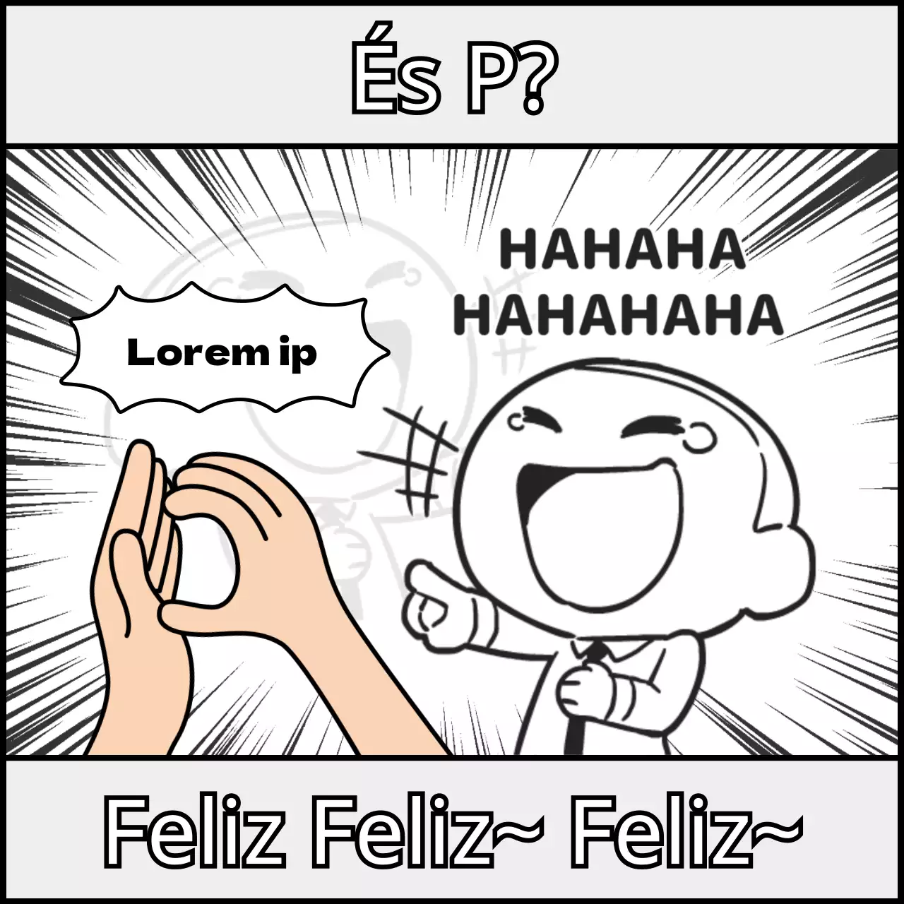 Tuíte de paródia ao MBTI com conceito de desenho animado a preto e branco