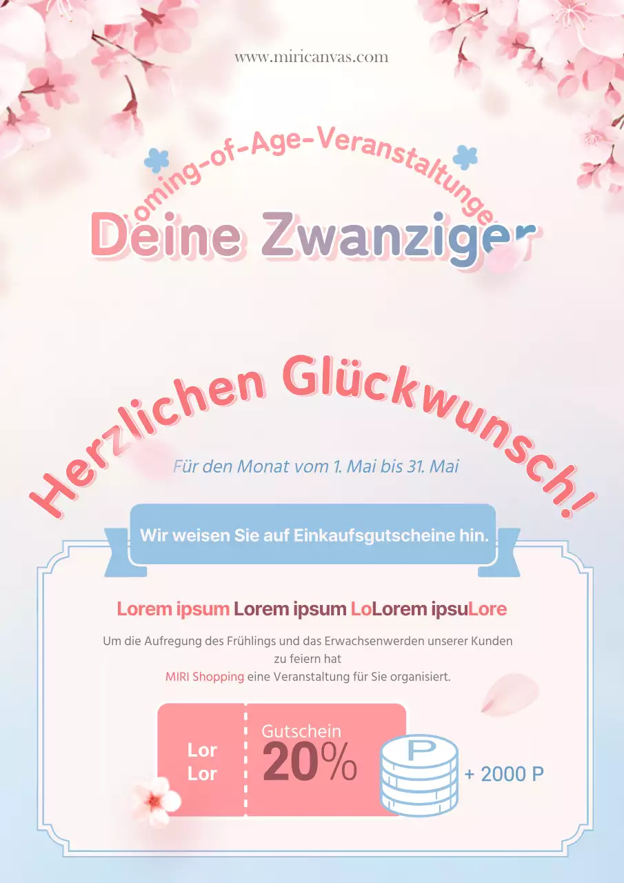 Ein süßer Kirschblütentag in rosa und hellblauem Frühling