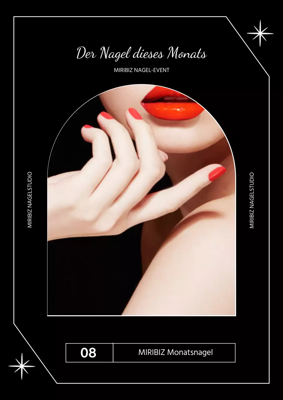 Nail of the Month Werbeplakat mit schwarzem Hintergrund