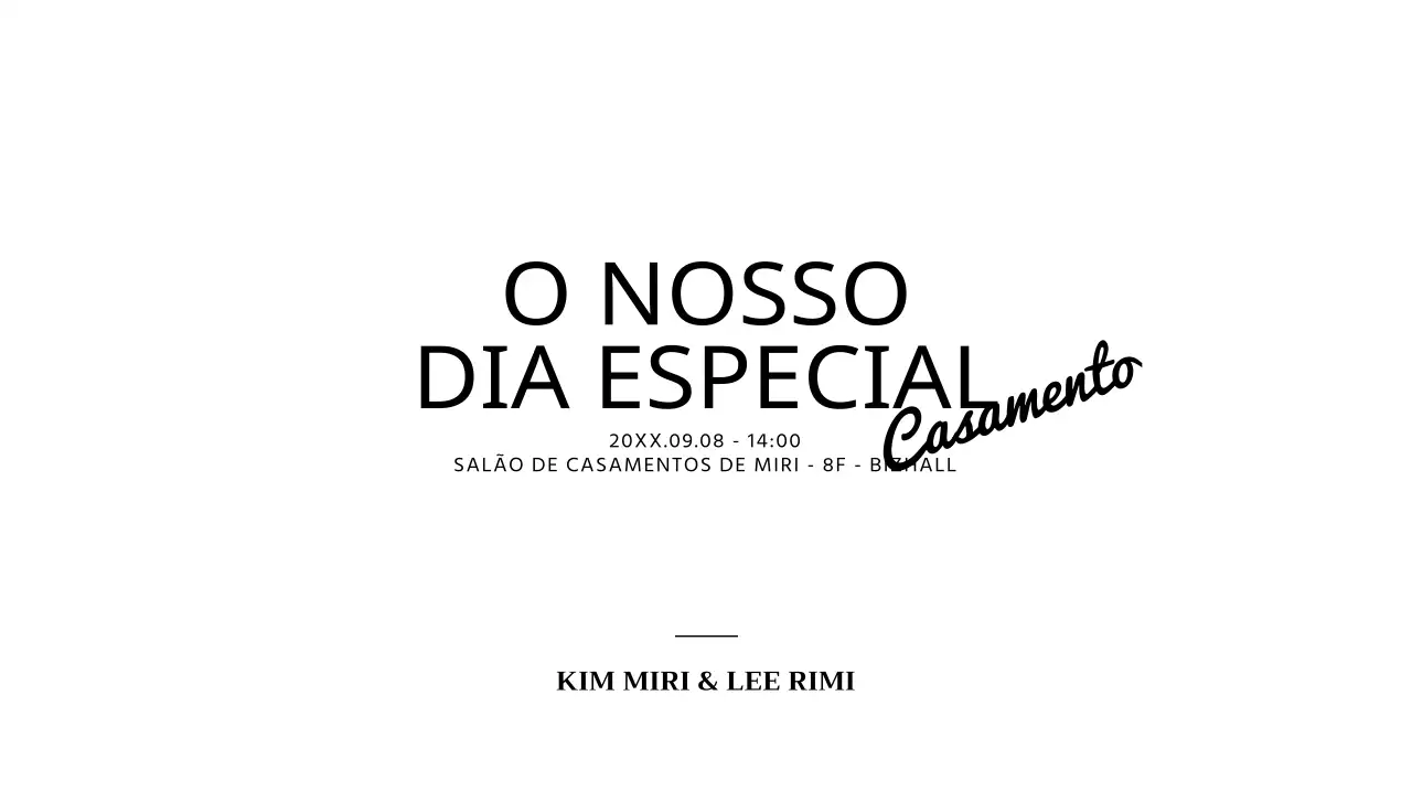 Para um convite de casamento simples com texto em cursivo preto acentuado