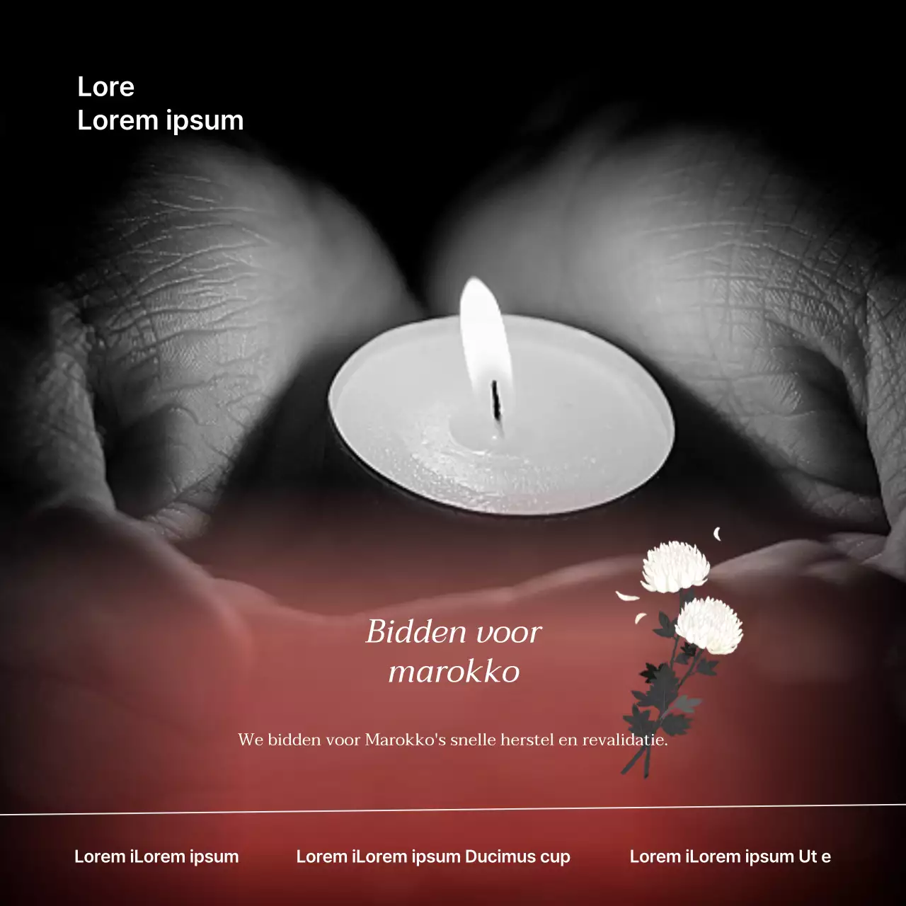 Promoot de noodinzamelingsactie voor aardbevingen in Marokko met zwarte en rode basics