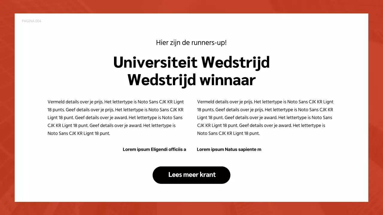 Portfolio presentatie in oranje en zwart