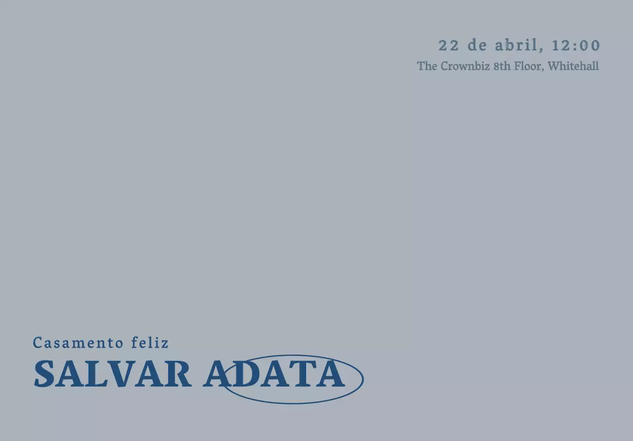 Convite de casamento de conceito simples com texto azul