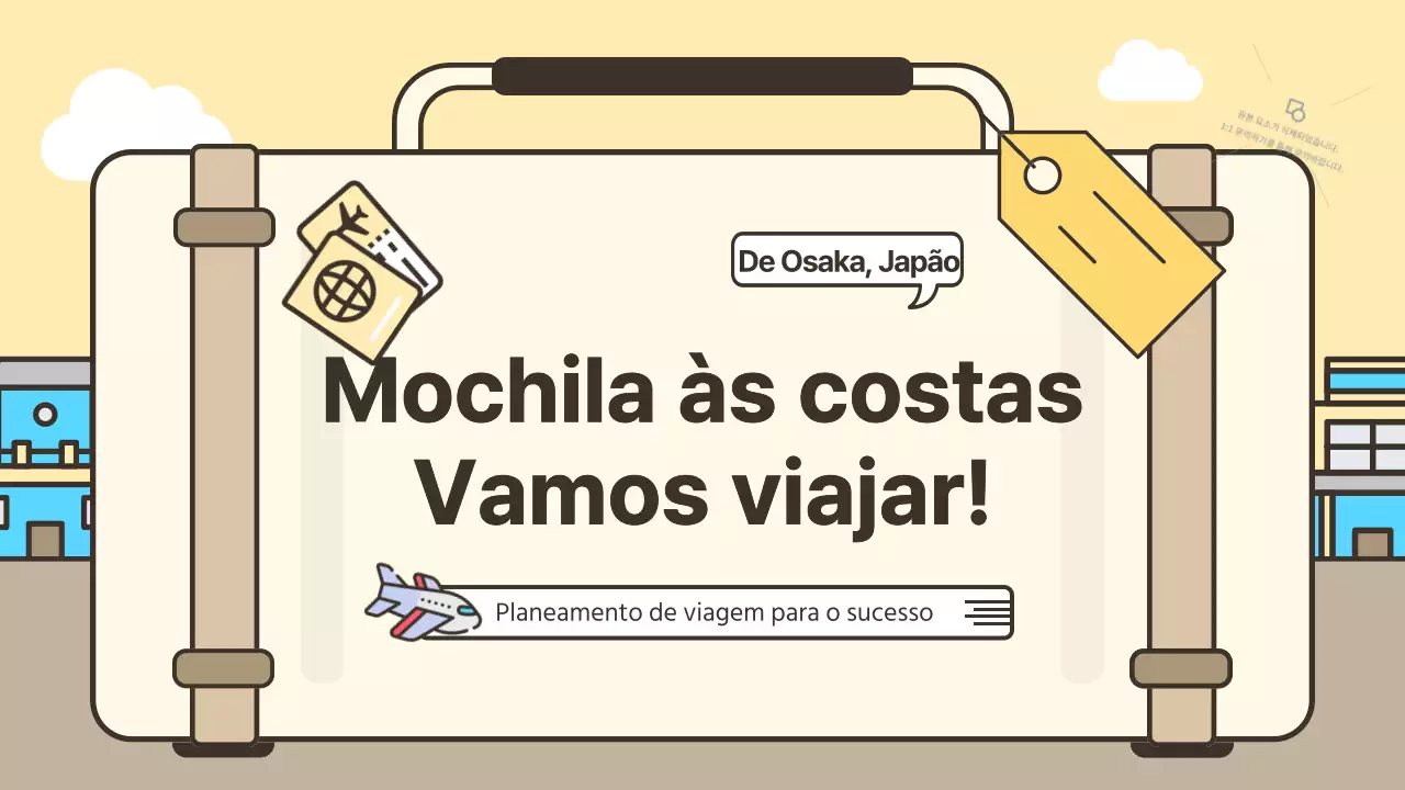 Conceito giro de bagagem itinerário de viagem em amarelo e bege