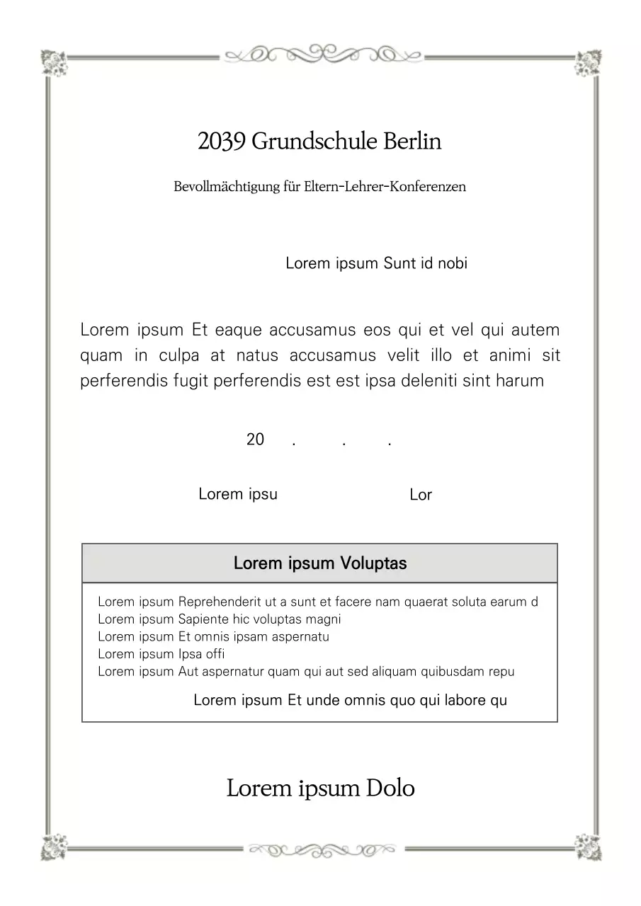 Elternversammlung Vollmachtsformular Retro Deed Elterninformationsveranstaltung Grundschule Mittelschule