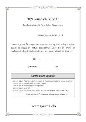 Elternversammlung Vollmachtsformular Retro Deed Elterninformationsveranstaltung Grundschule Mittelschule