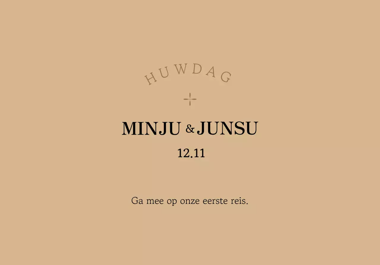 Eenvoudige klassieke huwelijksuitnodiging met tekst en illustraties