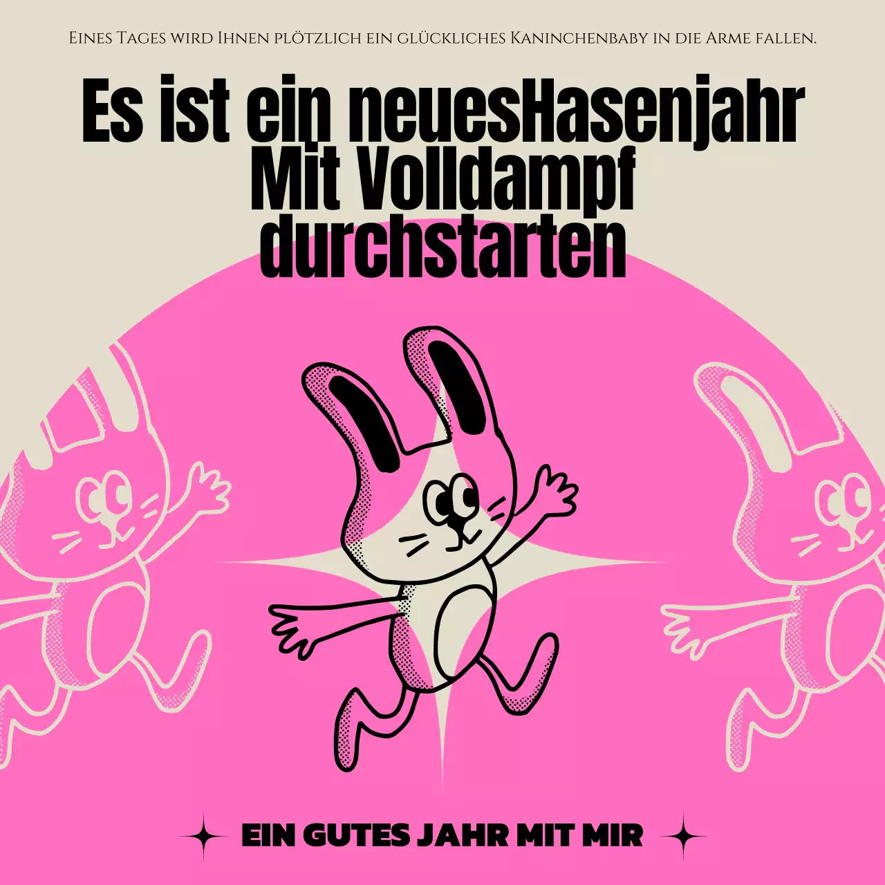 Süße Neujahrsgrüße in Rosa