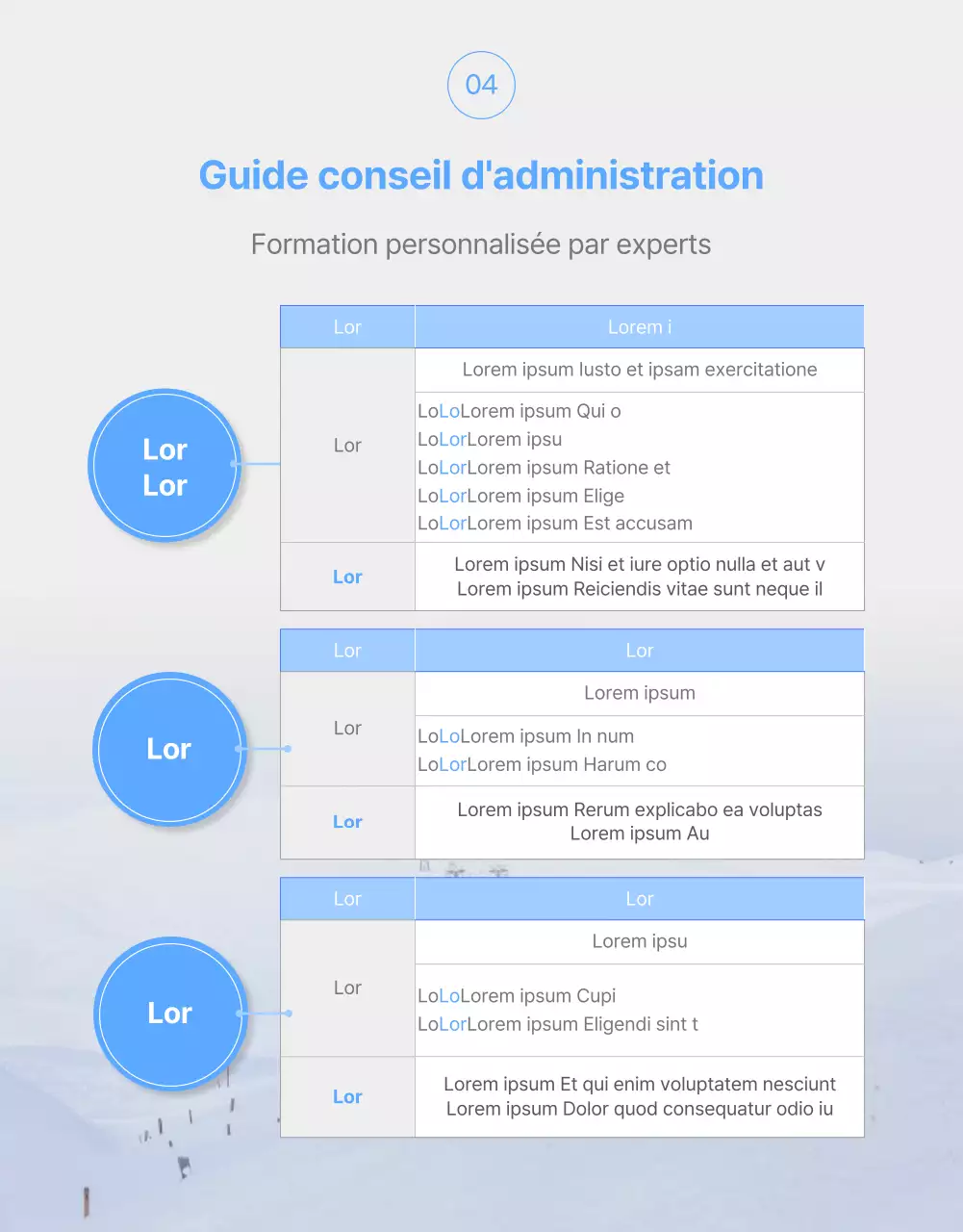 Une simple page de détails sur les leçons de ski en blanc et bleu