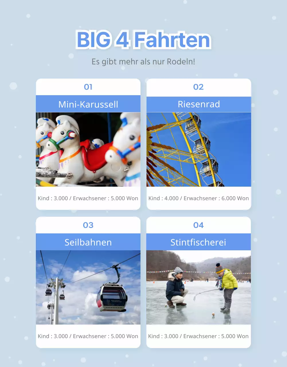 Weißer und blauer winterlicher Rodelberg Detailseite