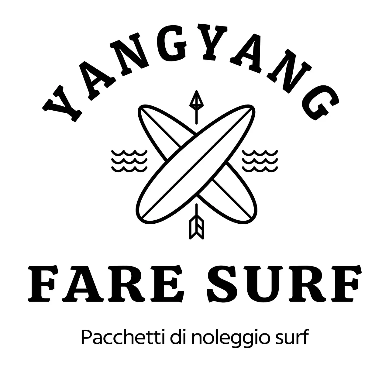 Promuovere il surf in vacanza con un semplice testo in nero e illustrazioni al tratto