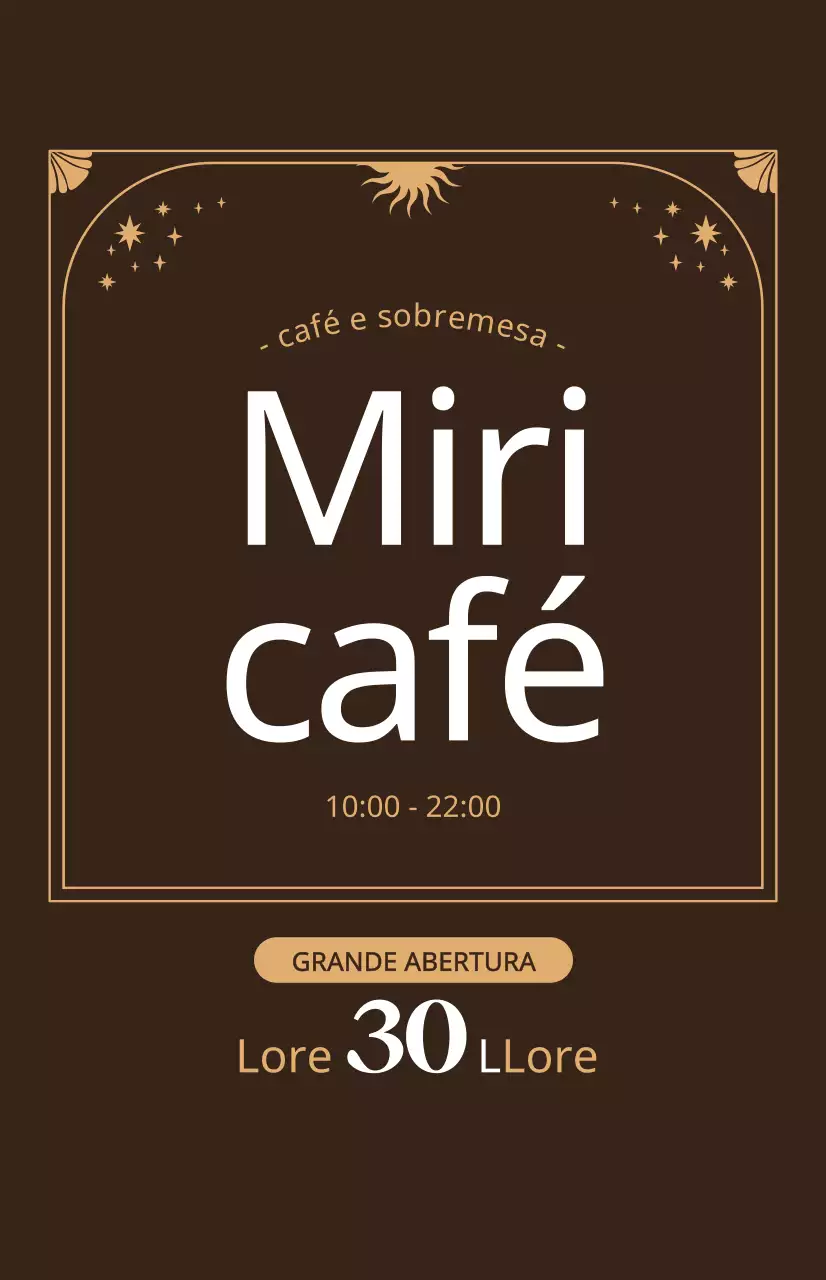 Promover um desconto de abertura de um café com um ambiente bege sobre um fundo castanho