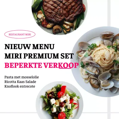 Promoot een eenvoudig nieuw menu met een witte achtergrond