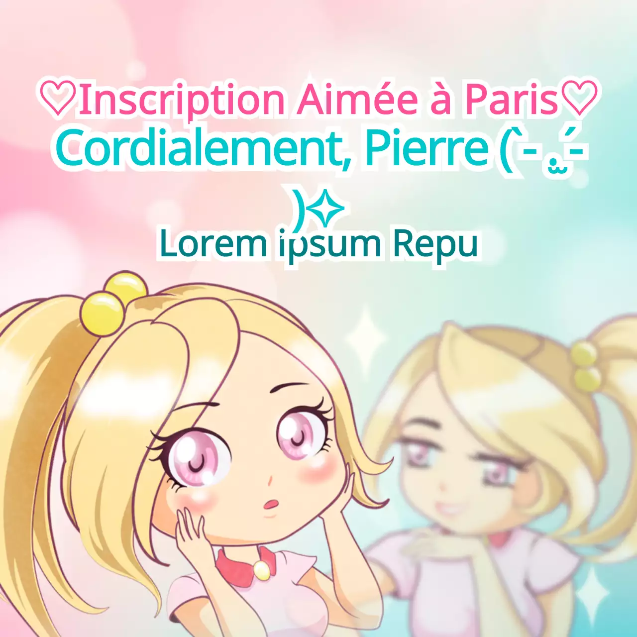 Concept de personnage d'anime en rose et menthe