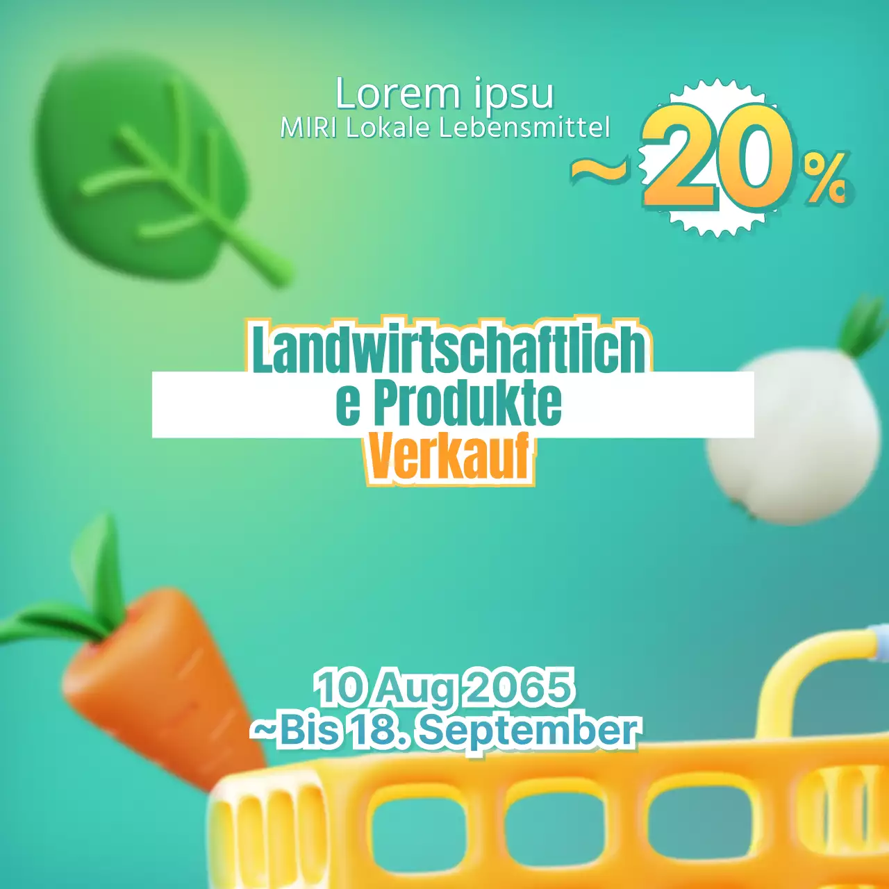 Eine einfache mintfarbene und gelbe Verkaufspost