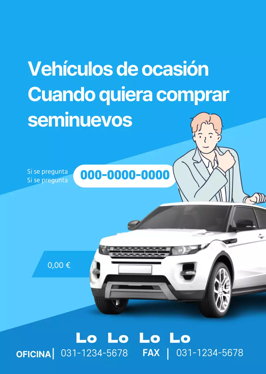 Foto azul limpia para promocionar la venta de coches usados
