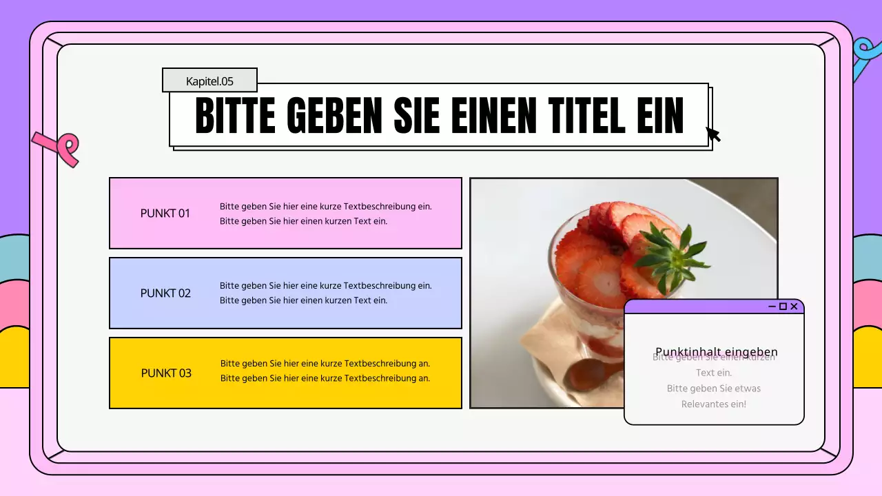 Ein kitschiger Geschäftsplan in Rosa und Lila