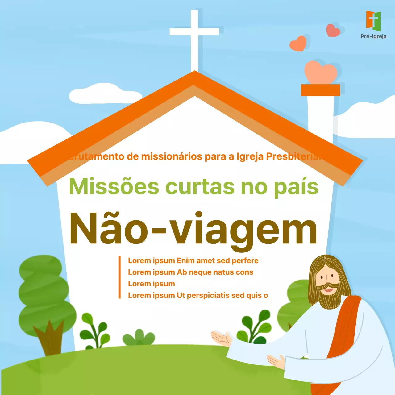Promover viagens missionárias de curta duração com um edifício da igreja como pano de fundo