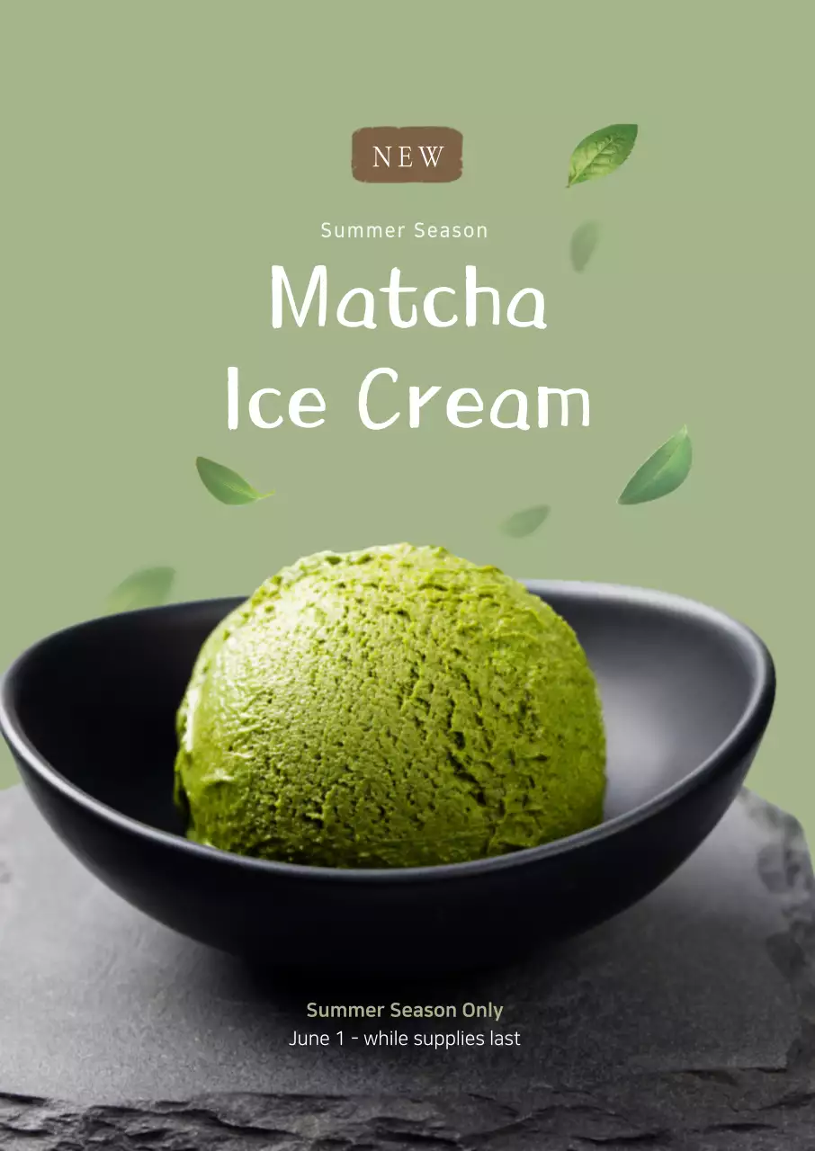 Green Minimal Ice Cream Promotion Poster