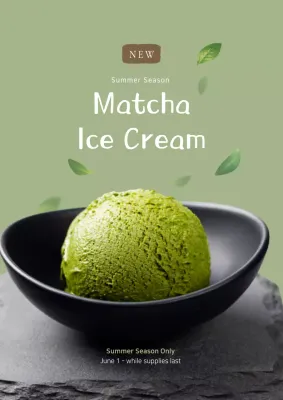 Green Minimal Ice Cream Promotion Poster