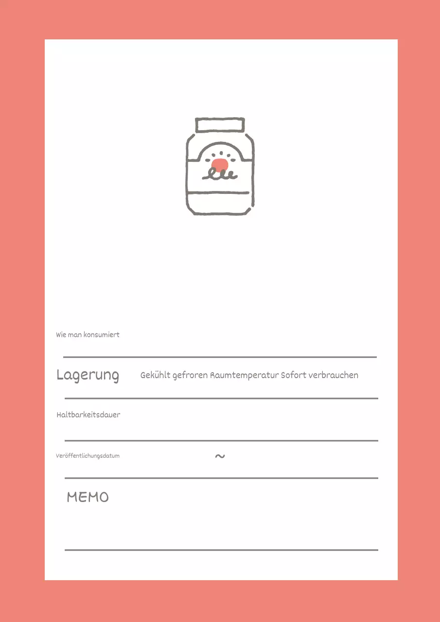 Einfaches Poster mit Notizen zur Lebensmittelaufbewahrung in Rosa