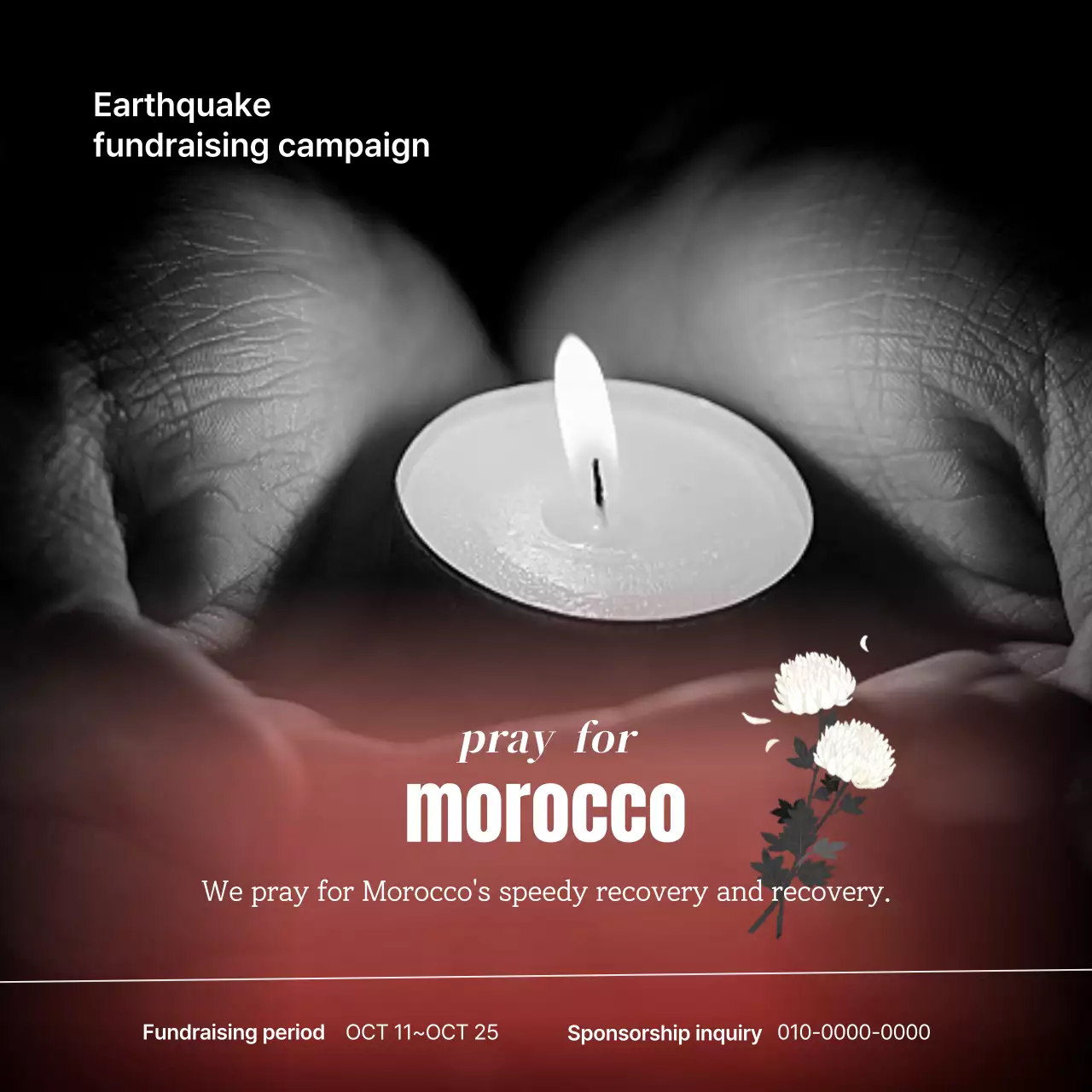 Black Minimal Earthquake Announcement Social Media Post