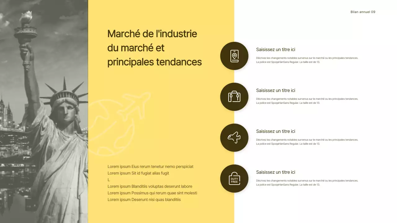 Présentation des rapports sur les recettes des agences de voyage avec le concept jaune