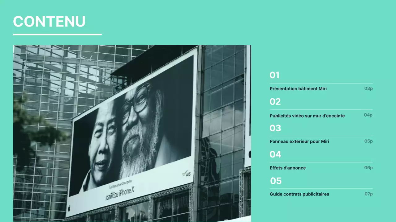 Propositions de médias dans les tons menthe et marine