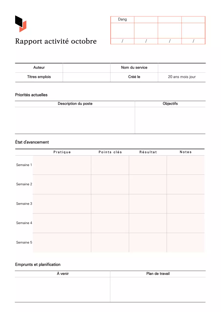 Rapports de travail mensuels propres en blanc et beige
